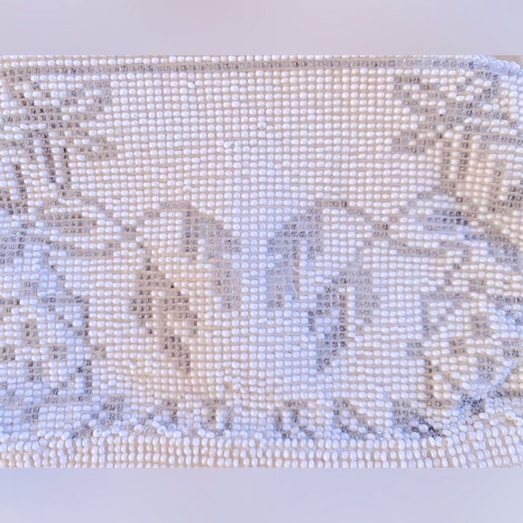 Antique Art Deco Cream Beaded Evening Clutch Purse - Picture 6 of 6